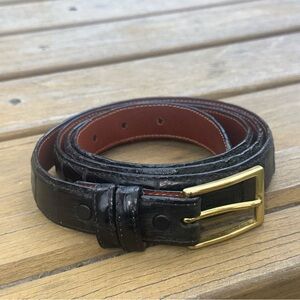 Vintage Genuine Caiman Crocodile Leather Belt Black Dress Golf Made In USA SZ 46